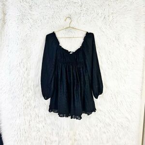 Princess Polly Long Sleeve eyelet Mini Dress Black US Size 6
